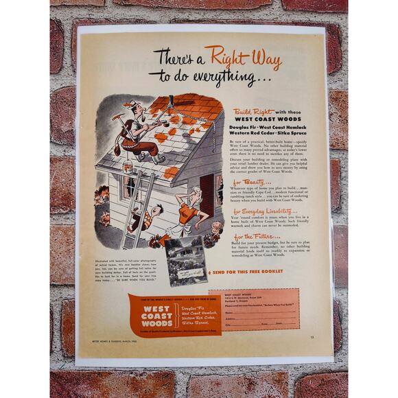 1950 West Coast Woods "There's A RIGHT WAY To Do Everything..." Vtg Print Ad - Picture 3 of 7